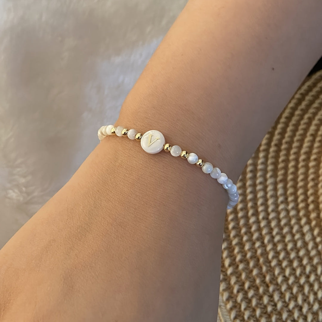 Elegant Initial Pearl Bracelet