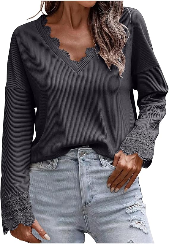 Olivia Stylish V-Neck Long-Sleeved Sweater — product view