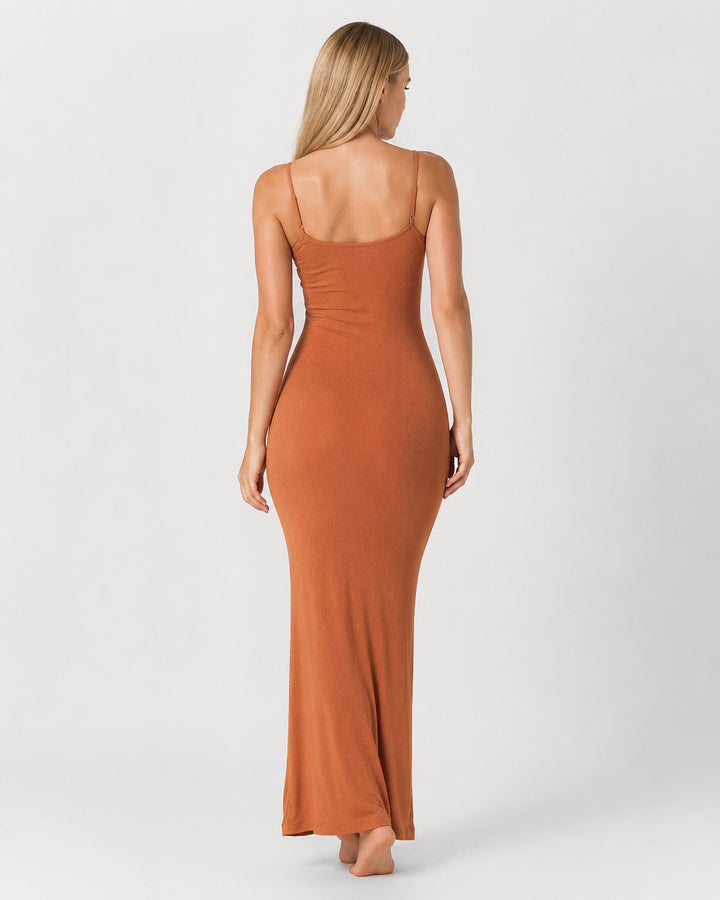 Second Skin Maxi Dress - women's maxi dress, styled look from behind