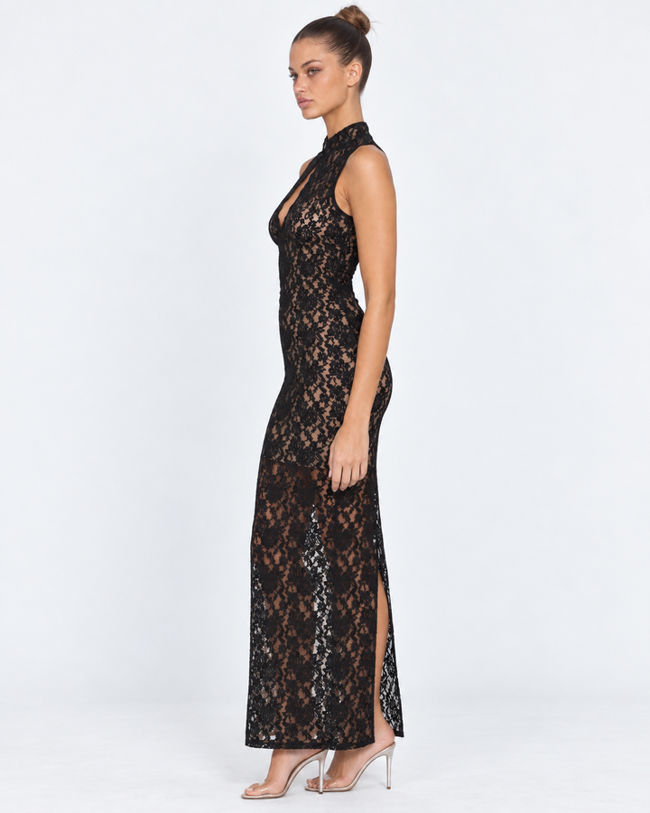 No Hard Feelings Lace Maxi Dress - women's maxi dress, hem detail
