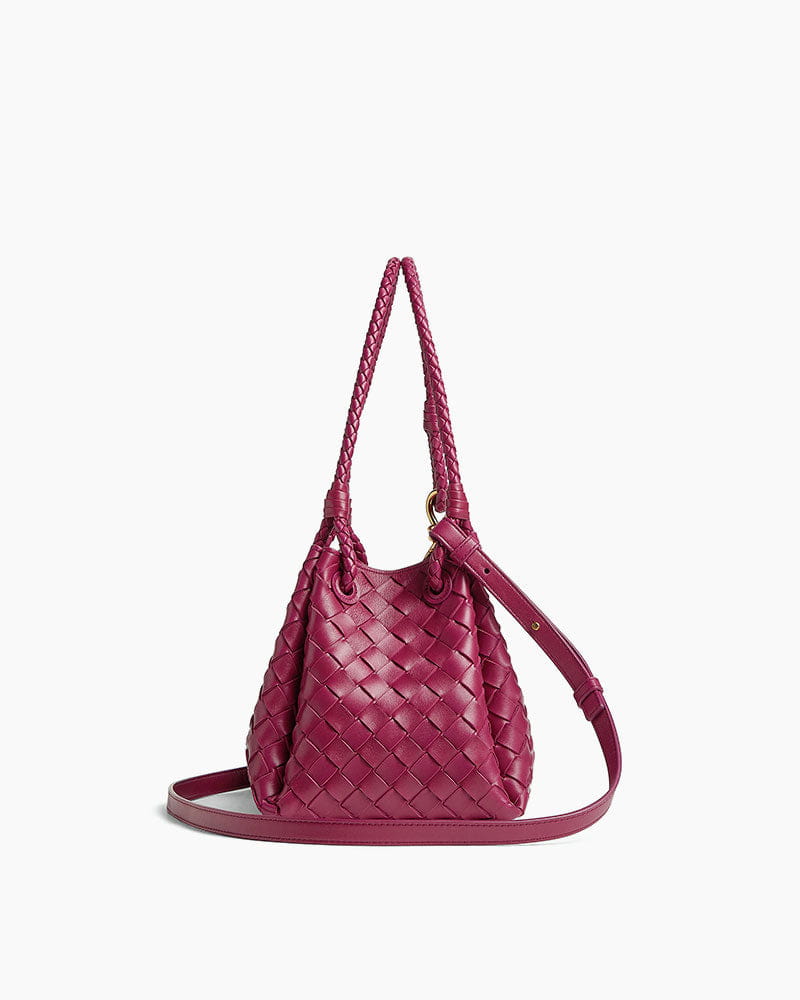 Medium Intrecciato Leather Shoulder Bag with Metal Knot Detail