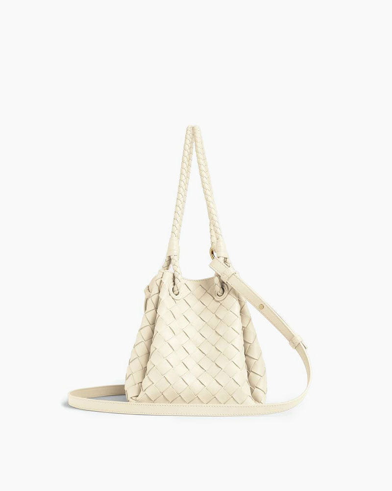 Medium Intrecciato Leather Shoulder Bag with Metal Knot Detail