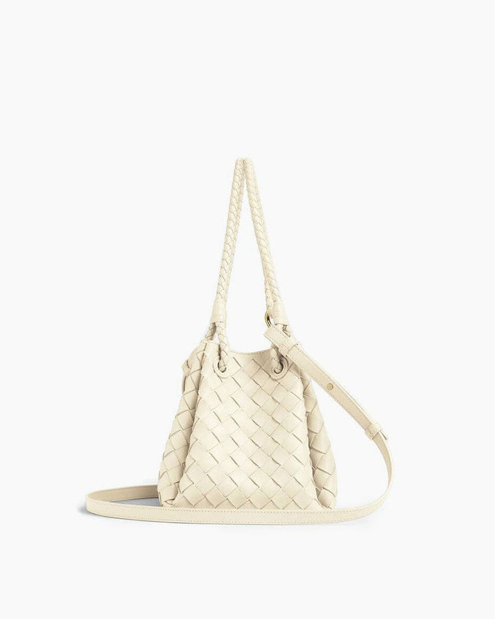 Medium Intrecciato Leather Shoulder Bag with Metal Knot Detail