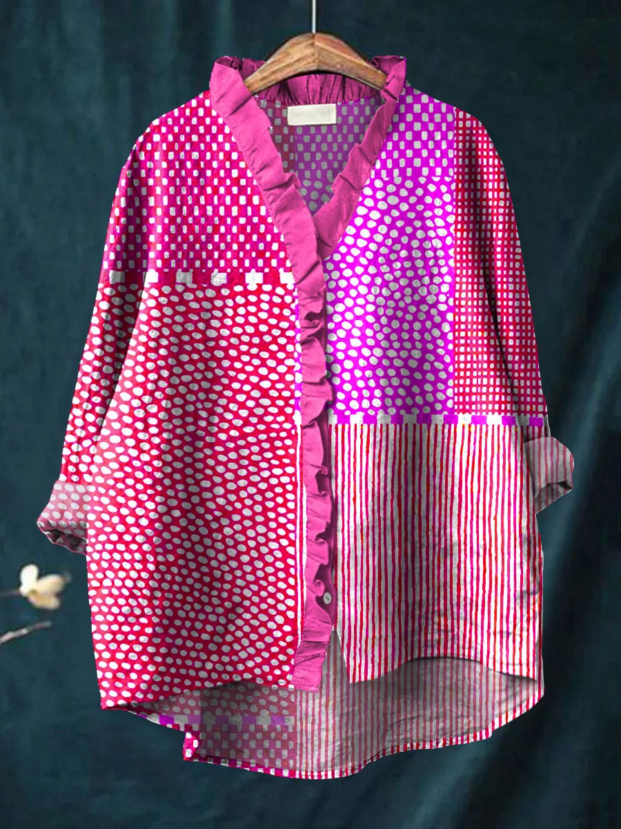 Cassandra Art Print Blouse — front view