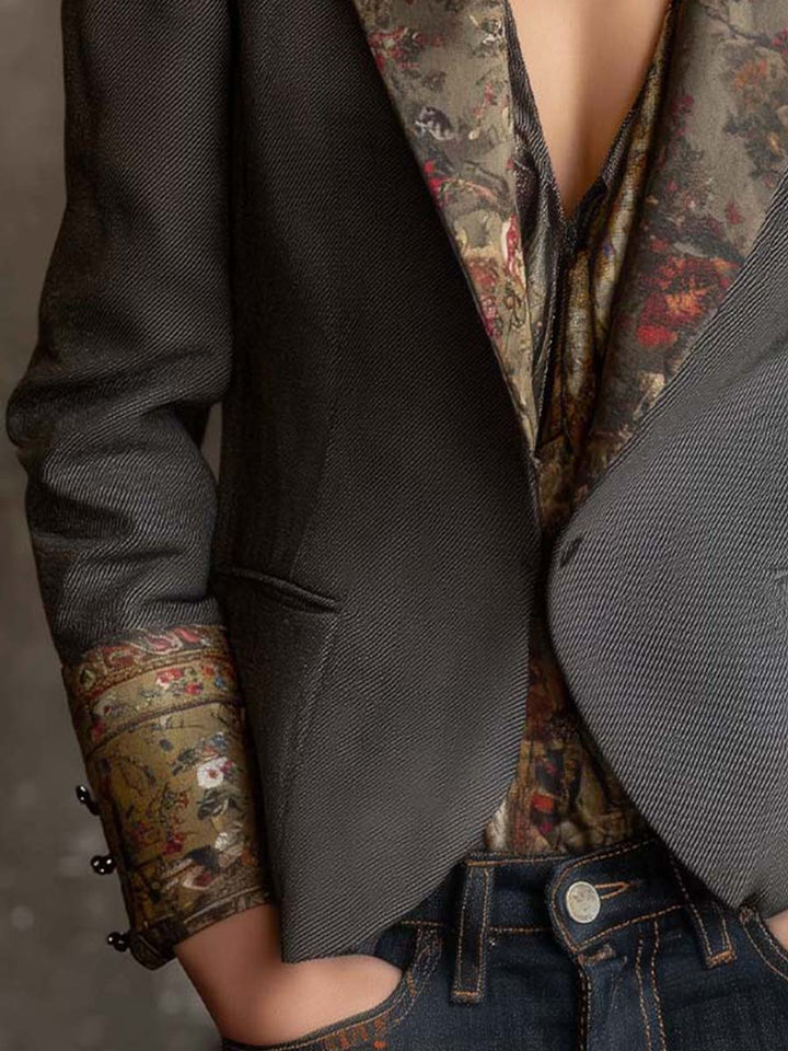 Vintage Floral Print Contrast Blazer | Harry & Kate London