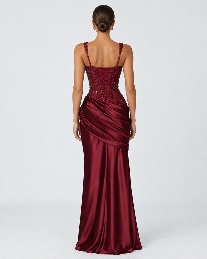 Private Invite Maxi Dress - women's maxi dress, neckline detail