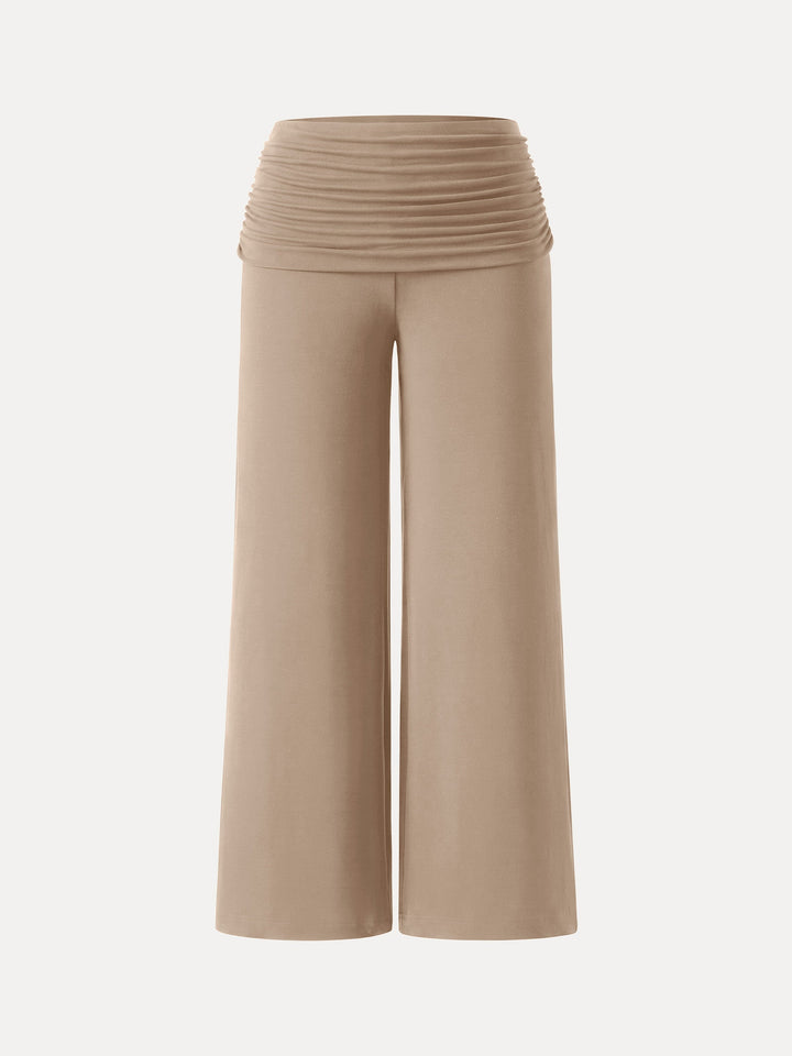 Non-Itchy Wool Blend Drapey Wide Leg Pull-on Pants with Pockets