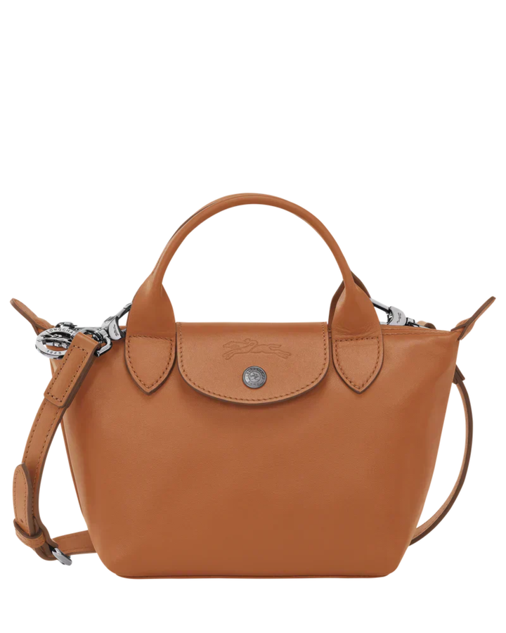 Longchamp Le Pliage Xtra XS Leather Bag Cashew orange-brown front view