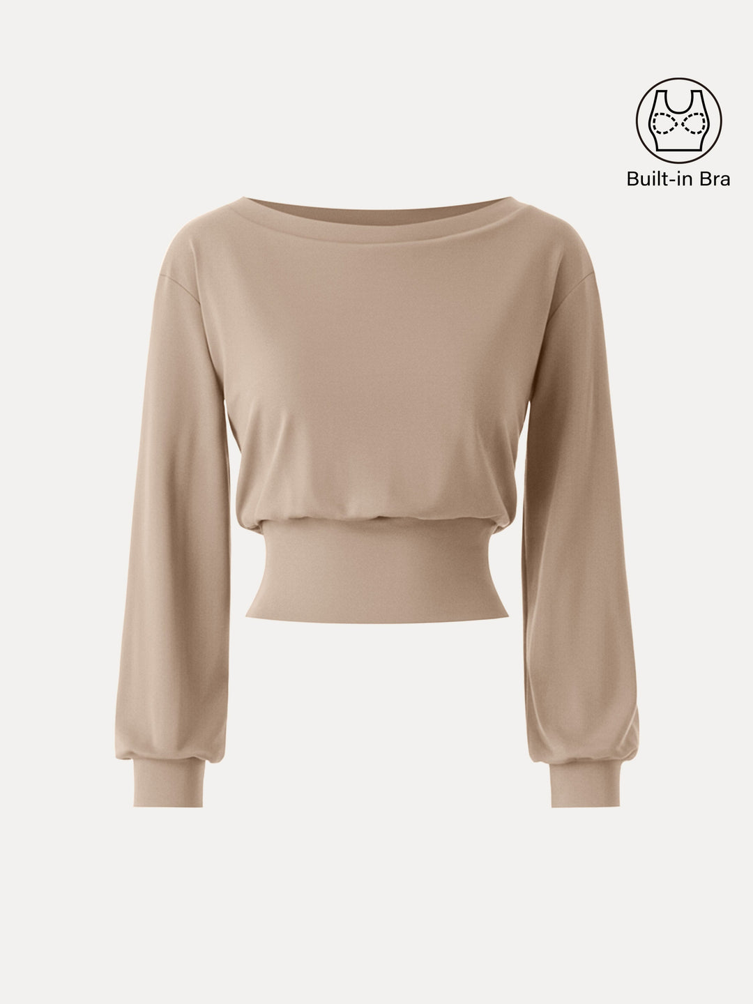 Non-Itchy Wool Blend Boatneck Built-In Bra Top 2.0