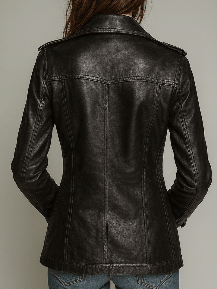 Vintage Black Double-Breasted Faux Leather Jacket