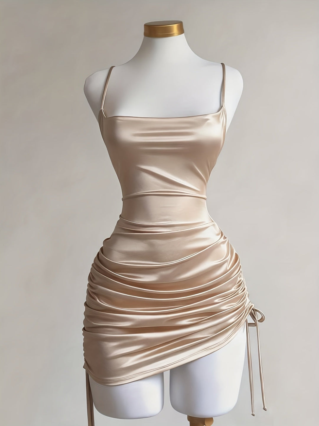 Ruched Drawstring Homecoming Mini Dress