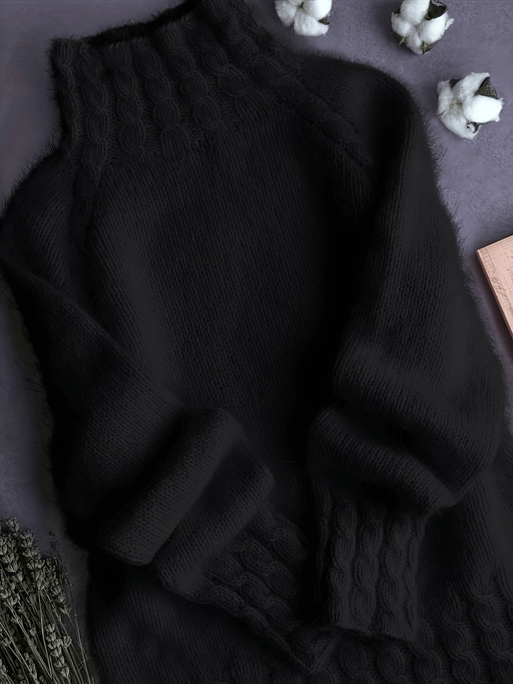Marisienne | Women's Alpaca Wool Cable Knit Turtleneck Sweater