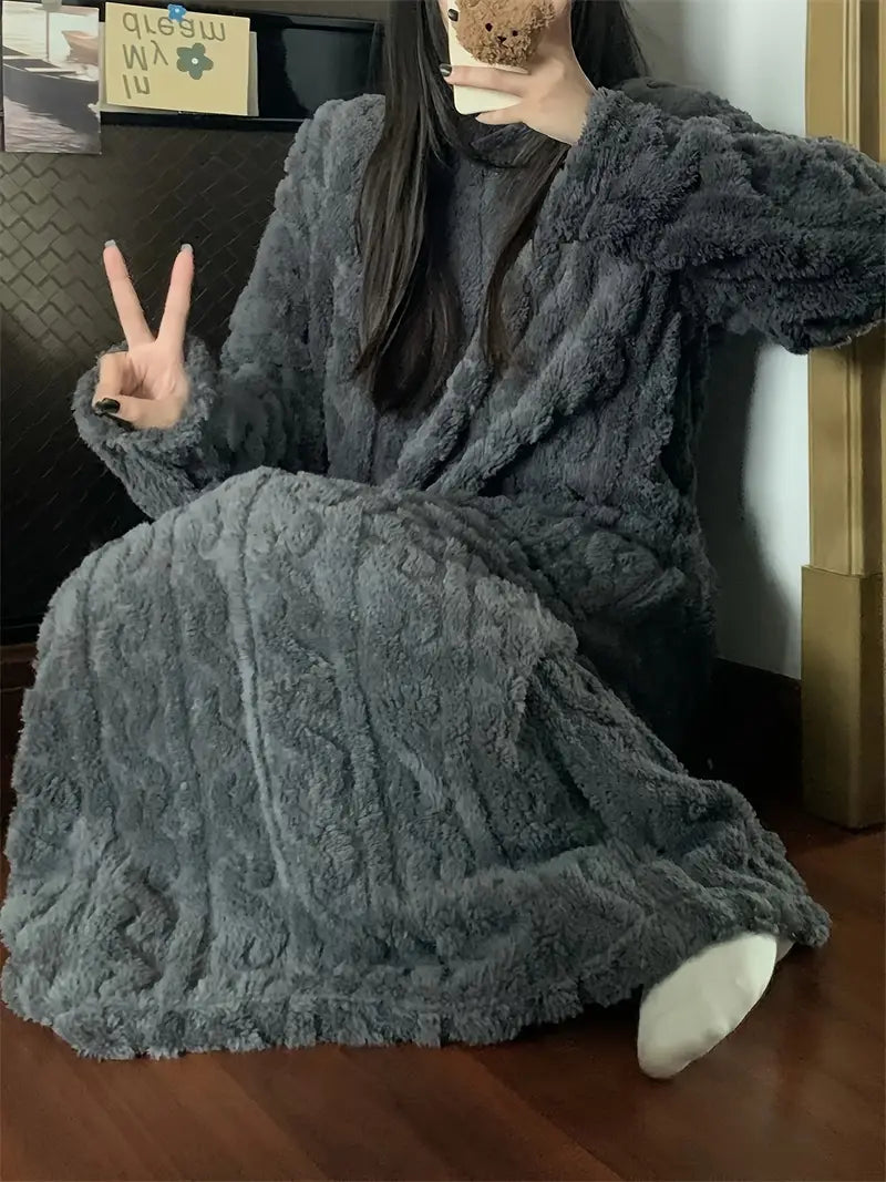 Abigail Jacquard Soft Fleece Winter Dress — product view