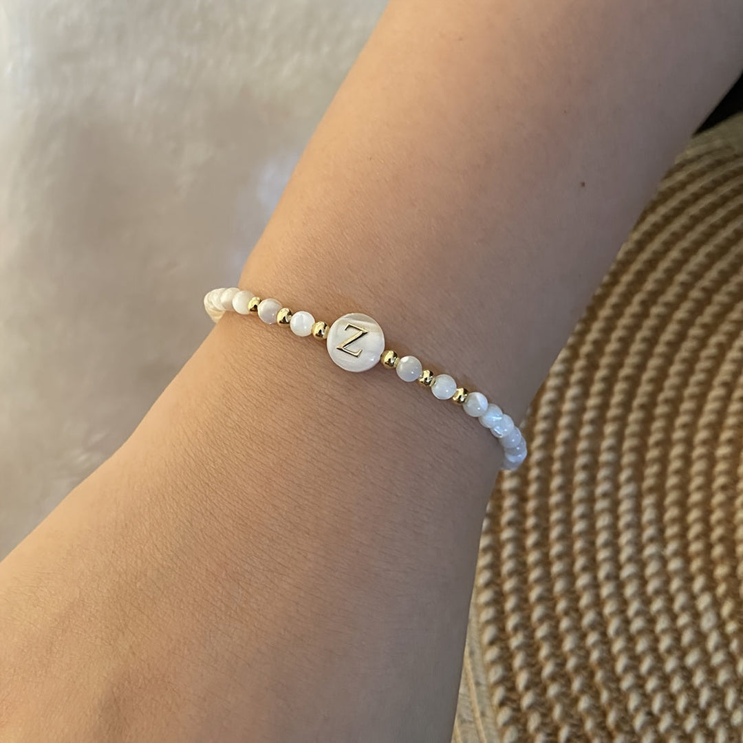 Elegant Initial Pearl Bracelet