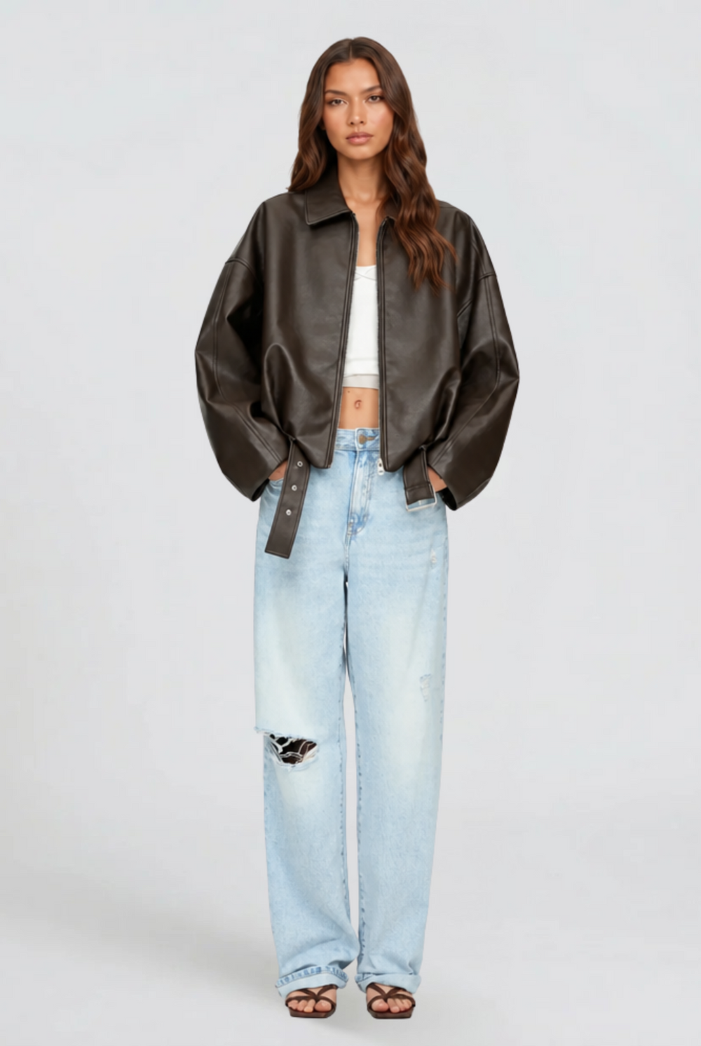 Sophia Leather Jacket — women's jacket, back view