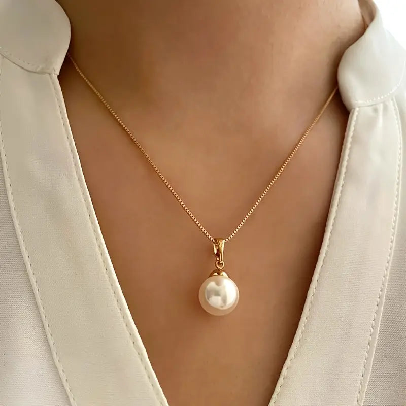 Pearl necklace set shown from a back angle