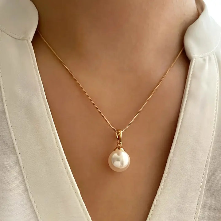 Pearl necklace set shown from a back angle