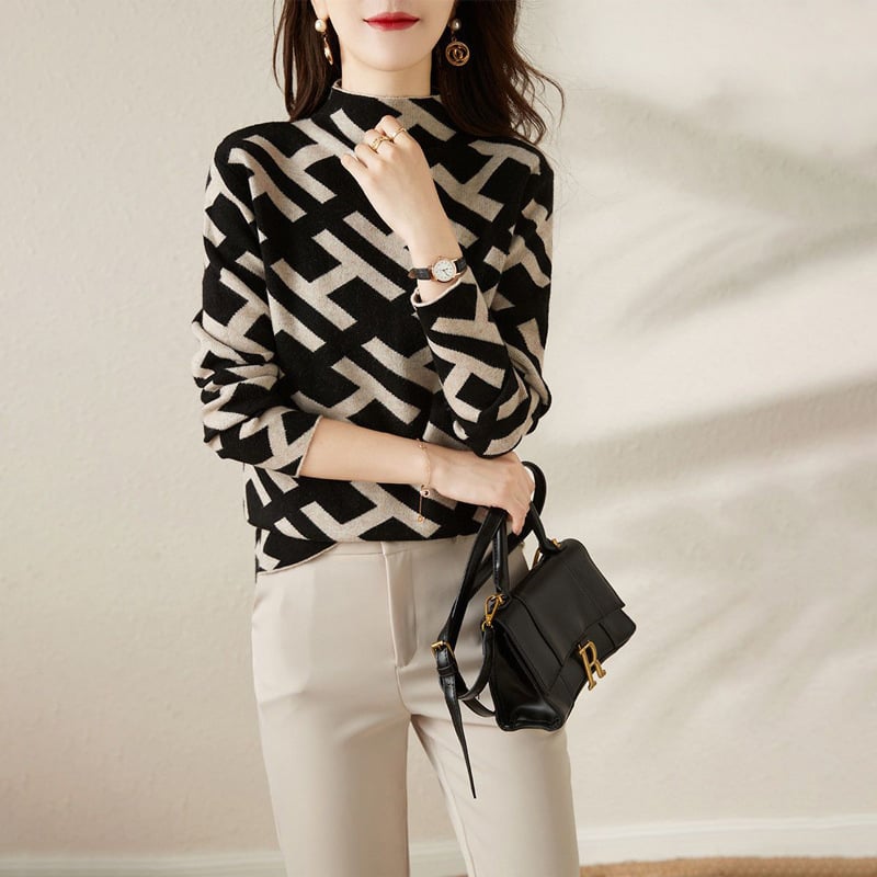 Lily Elegant, Geometric, Comfortable Sweater — alternate view