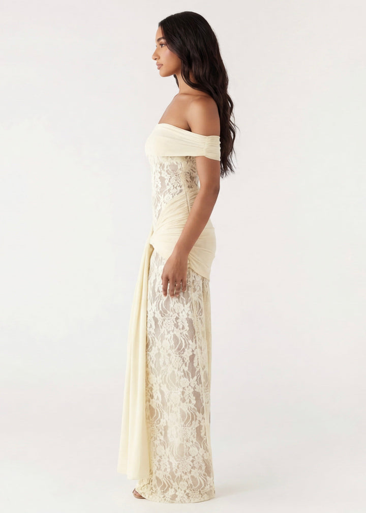 ARIA Lace Gown Maxi - women's gown, neckline detail