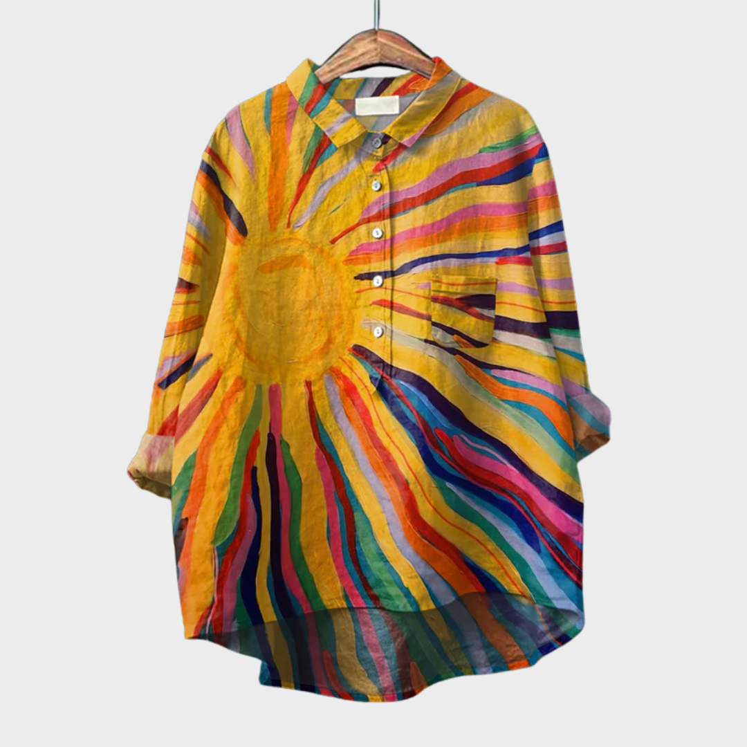 Solara Colourful Summer Blouse — front view
