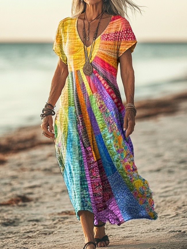 Bohemian Everyday Comfort Dress — front view