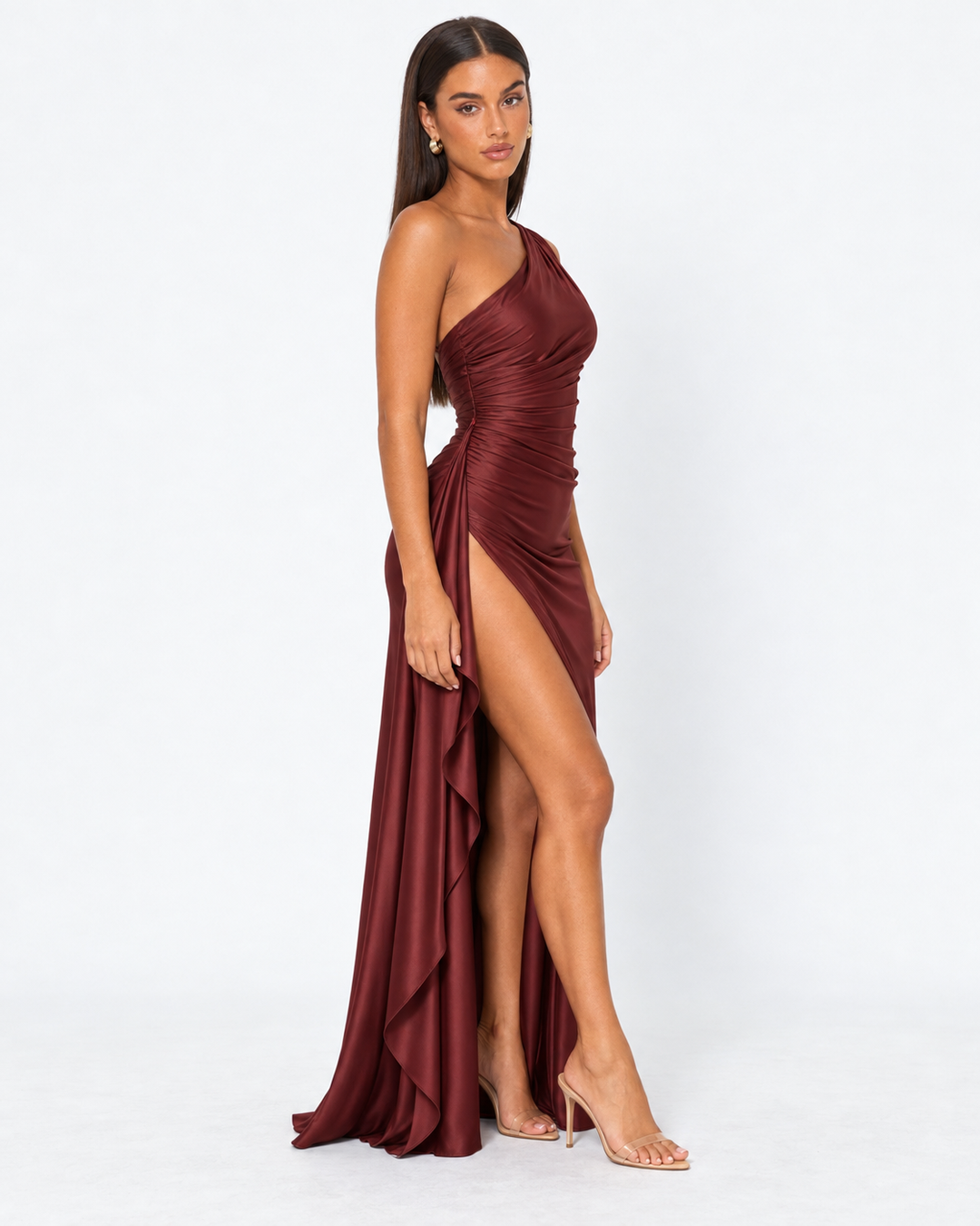 Main Event Satin Maxi Dress - women's maxi dress, styled with heels