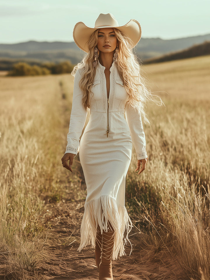 Diana Western Tassel Maxi Dress – Women's Boho Style – Harry & Kate Co