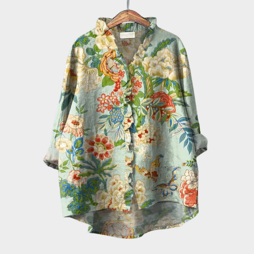 Naomi Colourful Summer Blouse — front view