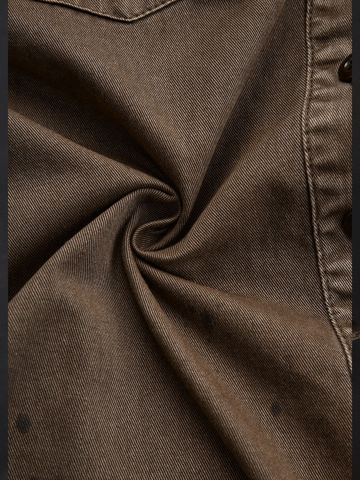 Vintage Washed Taupe Western Slim Fit Button-Down Shirt | Harry & Kate London