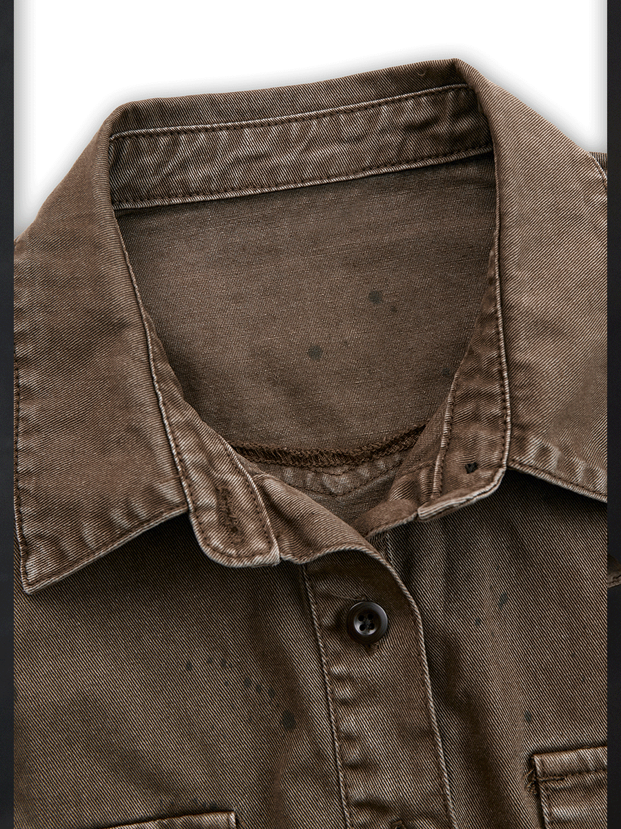 Vintage Washed Taupe Western Slim Fit Button-Down Shirt | Harry & Kate London