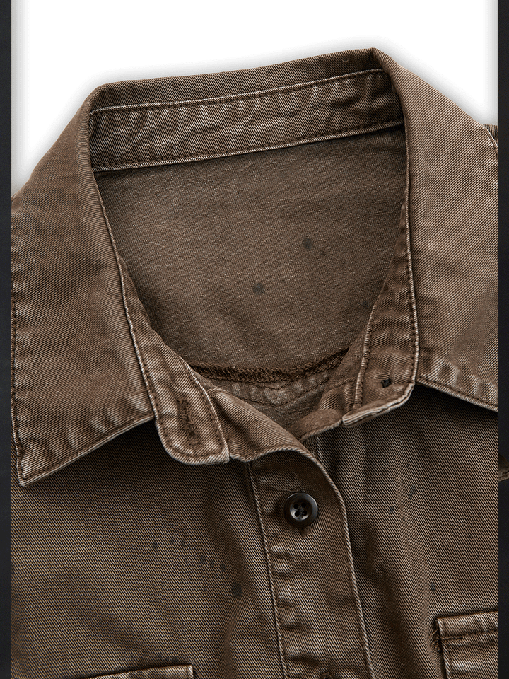 Vintage Washed Taupe Western Slim Fit Button-Down Shirt | Harry & Kate London