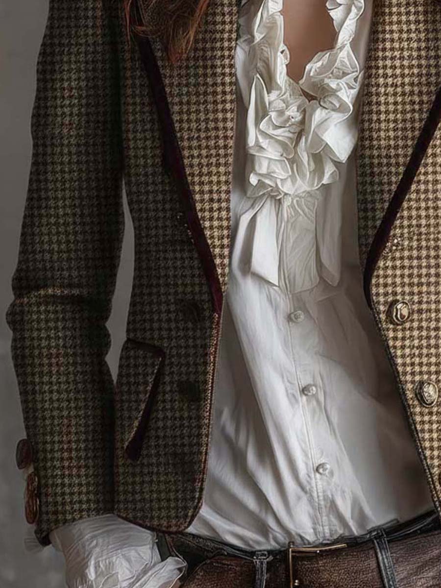 Vintage Tweed Houndstooth Tailored Blazer | Harry & Kate London