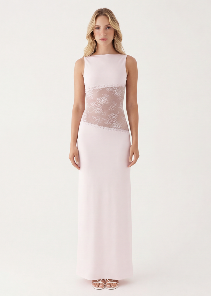 ARIA Veil Cut Maxi Dress - women's maxi dress, detail close-up