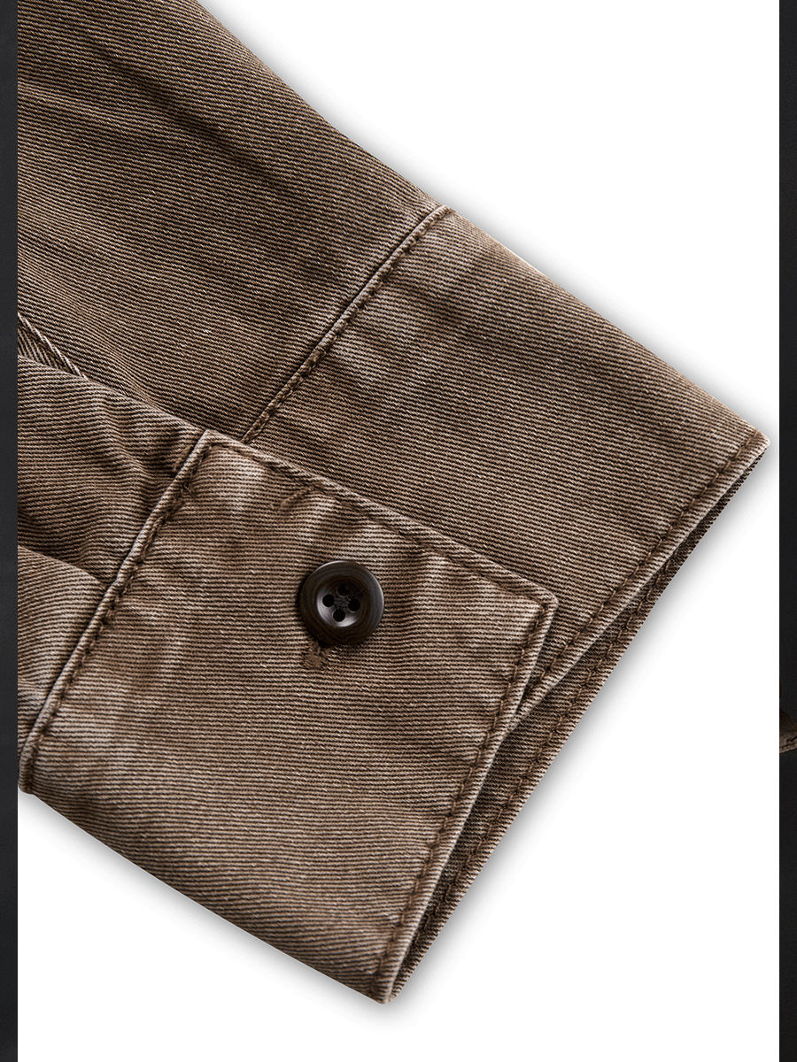 Vintage Washed Taupe Western Slim Fit Button-Down Shirt | Harry & Kate London