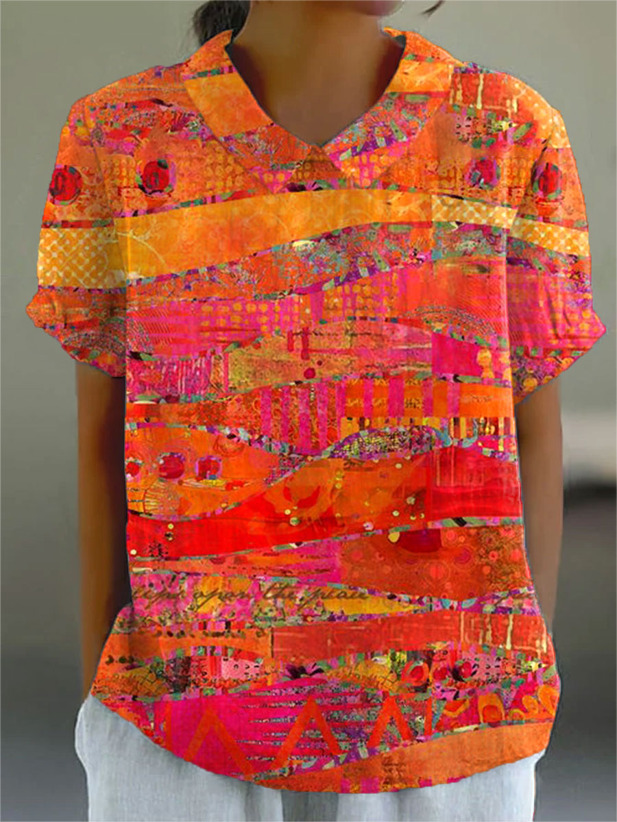 Isla Abstract Print Shirt — front view