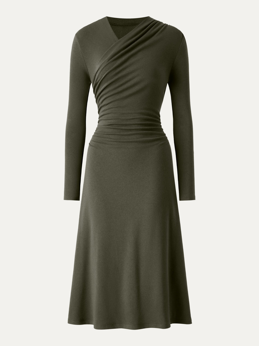 ProWarm Crossover Wrap Neck Long Sleeve Midi Dress