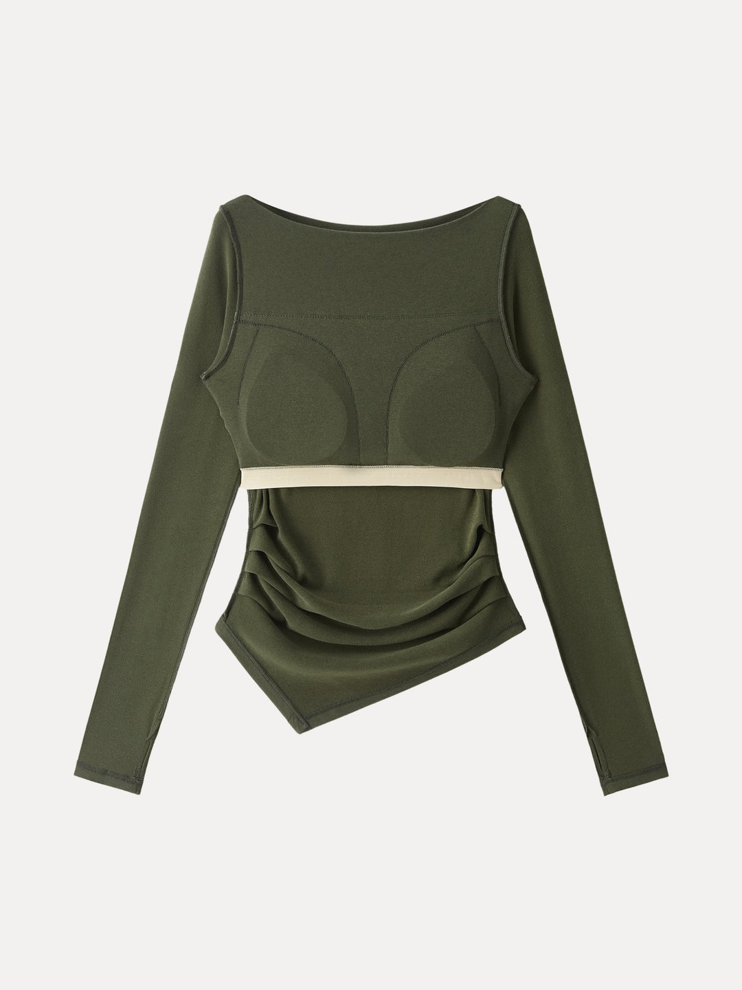 ProWarm Boatneck Side Tucks Asymmetrical Built-In Bra Top 2.0