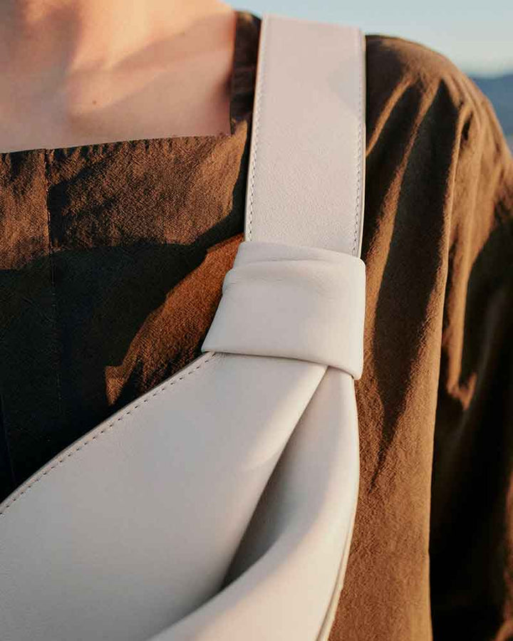 Nappa Leather Folded Crescent Crossbody Belt Bag