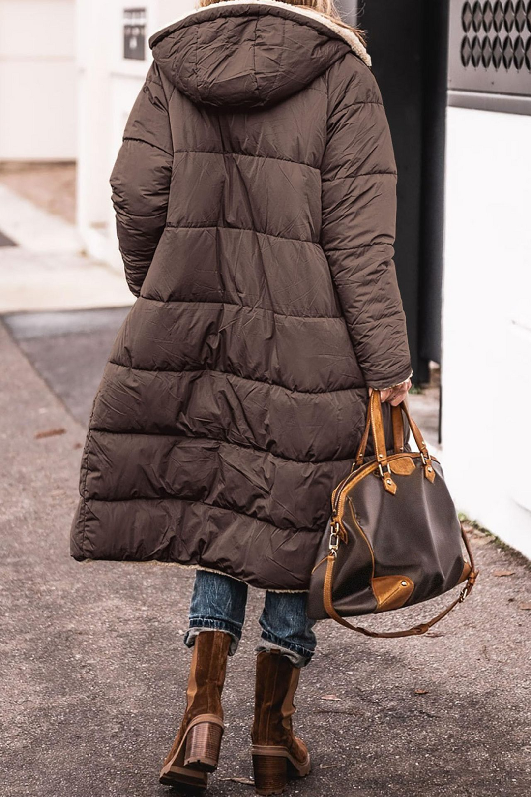 Johna | Women's Reversible Sherpa Longline Puffer Coat