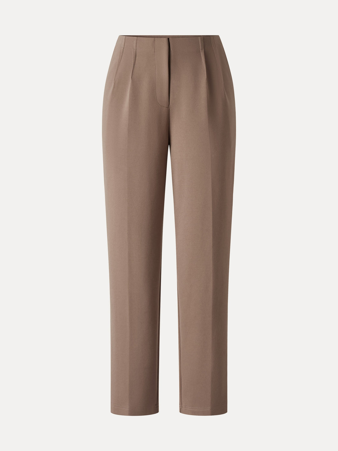 Ponte Mid-Rise Ankled Tapered Tuck Pants with Pockets