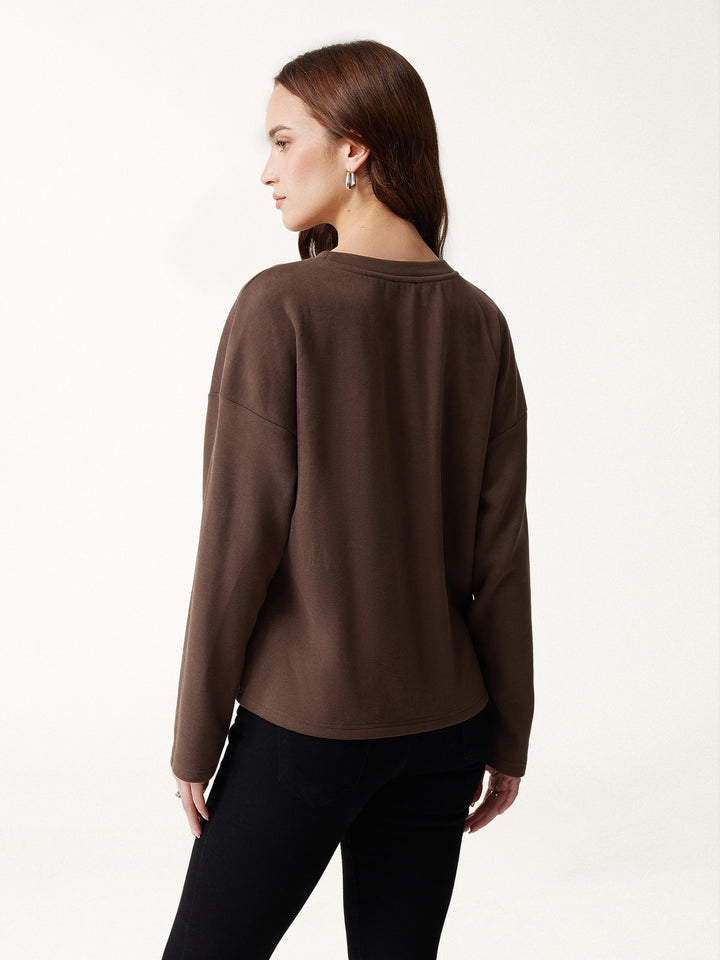 2Pcs Set MaxWarm Shawl Collar Long Sleeve Midi Cardigan with Pockets & Boatneck Long Sleeve Textured Top