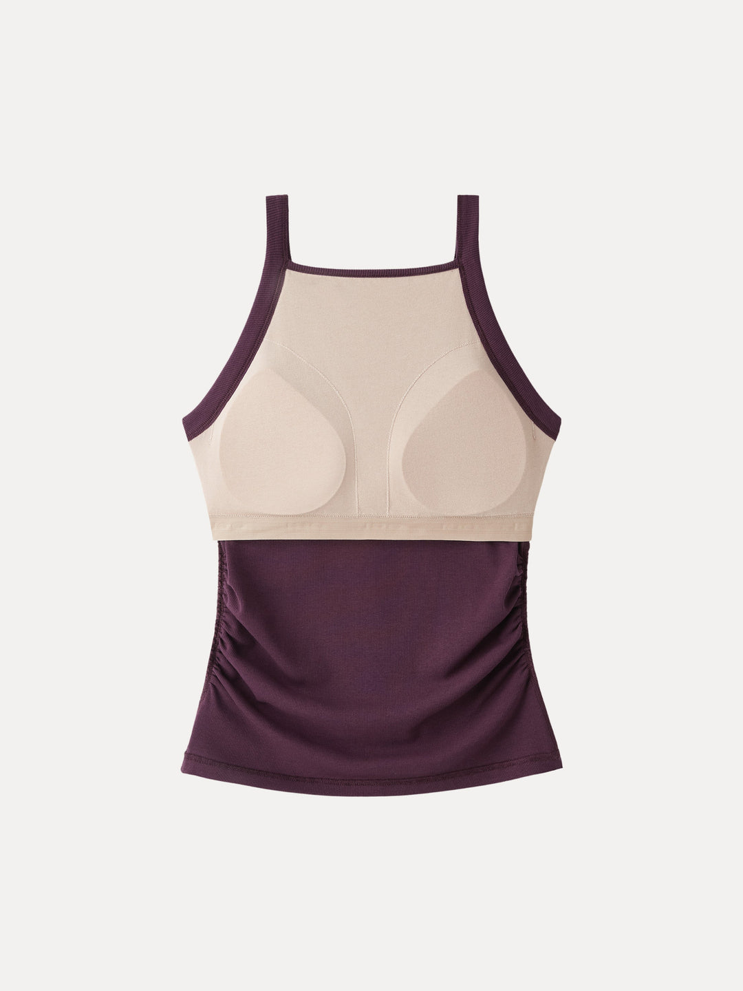 Plantive Chic Square Neck Ruched Rib Built-In Bra Tank 2.0