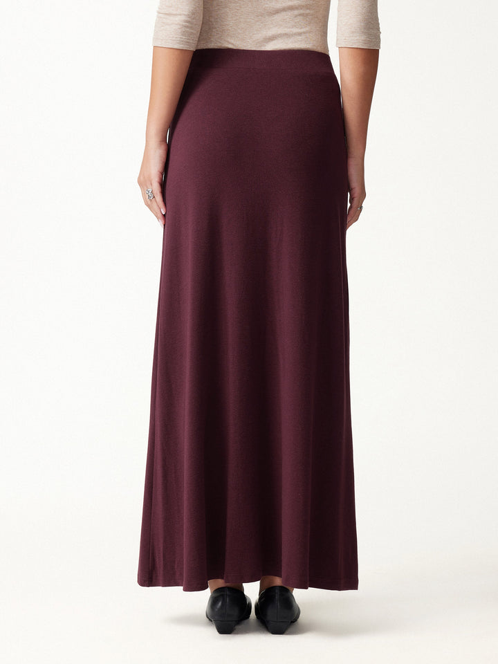 2Pcs Set LiteWarm Boatneck Top & High-Rise A-Line Maxi Skirt