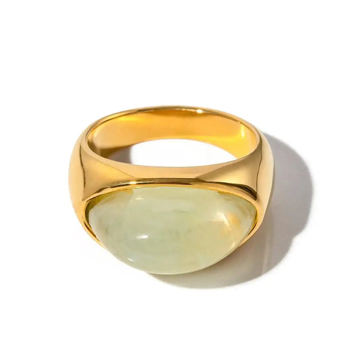 Side angle showing the gold-tone setting