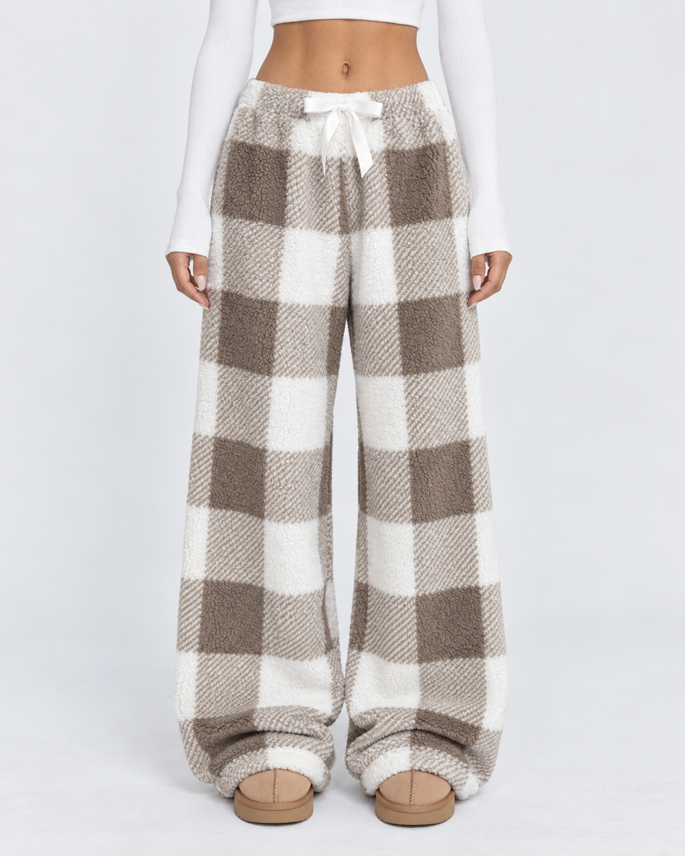 Cloud Check Lounge Pants — women's loungewear, back view