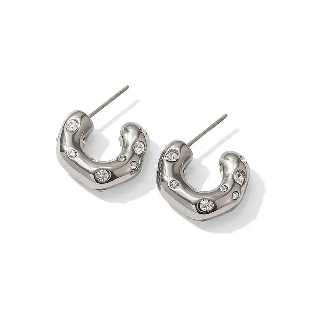 Top-down view of the hoop earrings