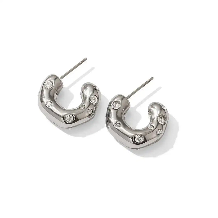 Top-down view of the hoop earrings
