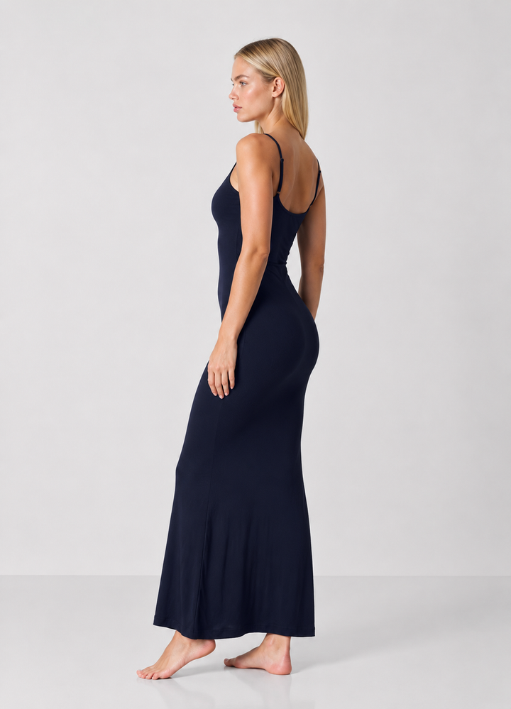 Second Skin Maxi Dress - women's maxi dress, movement shot