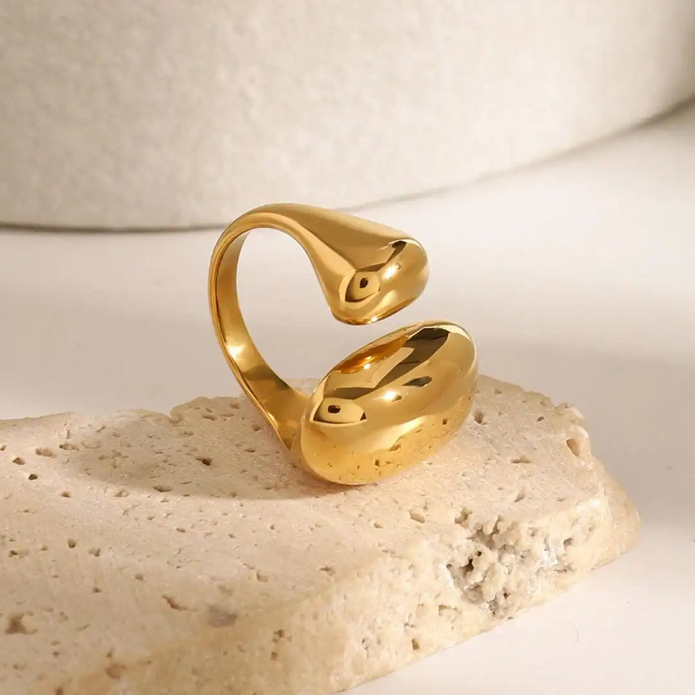 Ring worn on a model's hand