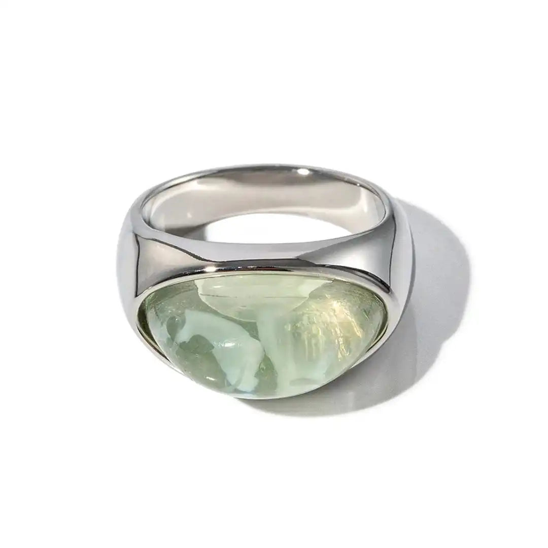 Top-down view of the natural stone ring